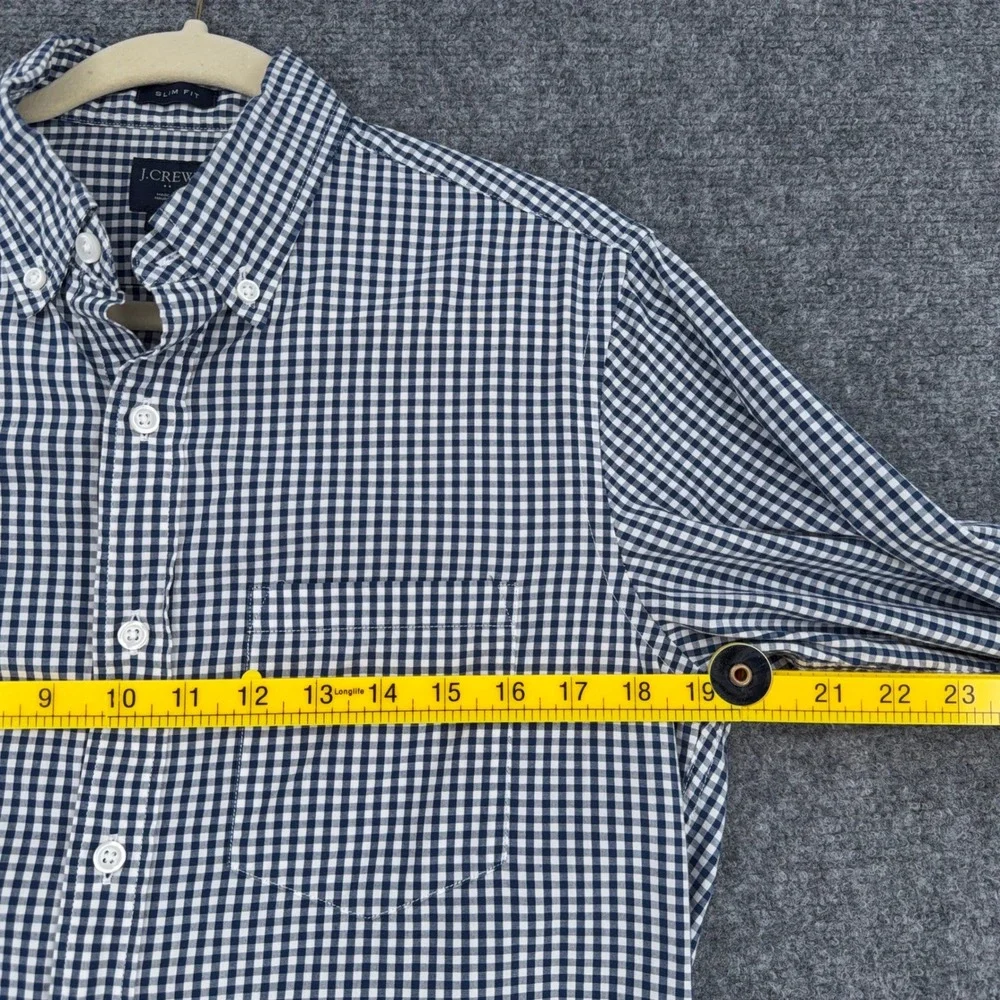J Crew Slim Fit Gingham Button Down Shirt Men's Size‎ Small Navy White